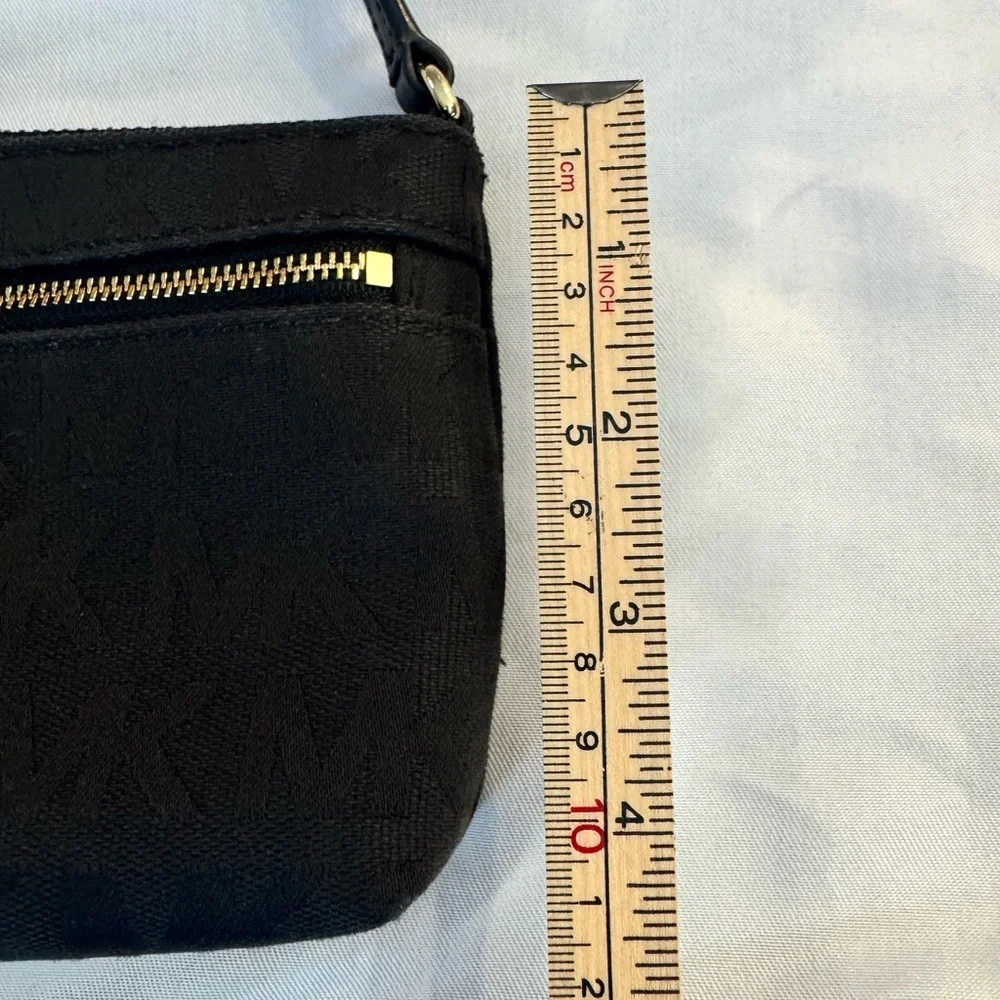 Michael Kors Jet Set Black Logo Canvas Wristlet Small